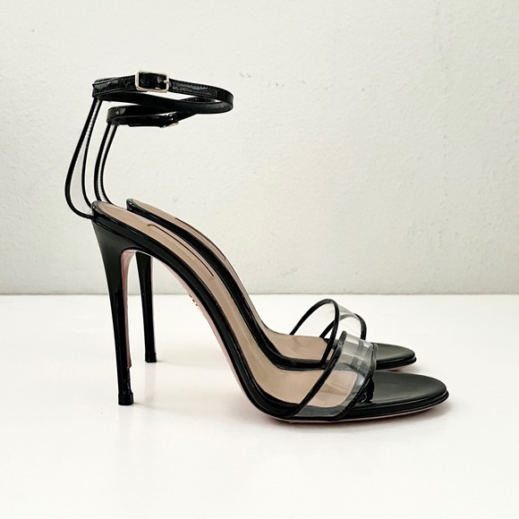 AQUAZZURA Minimalist 105 Patent PVC Heels in Black - Picture 9 of 16